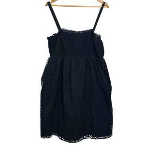 Moda International Smocked Y2K Black Eyelet Baby Doll Swing Dress  XL